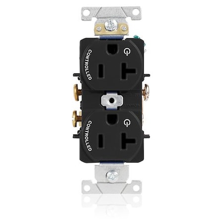 Leviton Duplex Outlet, Black 20A 125V 5362-S2E