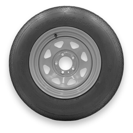 Rubbermaster - Steel Master F78-14 (ST205/75D14) 6 Ply 5 On 4.5 Bolt, Silver Wheel Assemblies 599225SIL