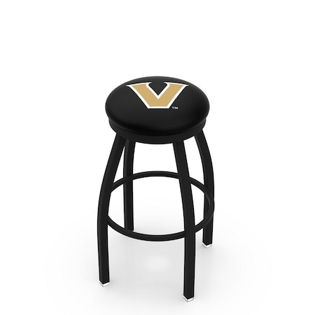 Holland Bar Stool Co 25" Blk Wrinkle Vanderbilt Swivel Bar Stool, Accent Ring L8B2B25Vander