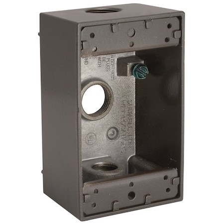 Hubbell Weatherproof Box, 3-Outlet, 1-Gang, Aluminum, Bronze, Powder-Coated 5320-2