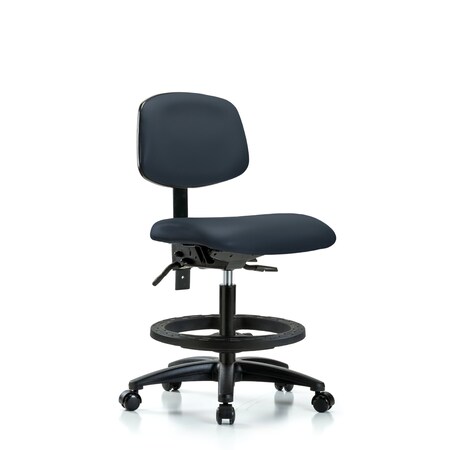 Blue Ridge Ergonomics Chair, Vin, Med Bench, Tilt BF Casters, Nav, No Arms, 22" to 29" Height, Imperial Blue BR-VMBCH-RG-T1-A0-BF-RC-8582
