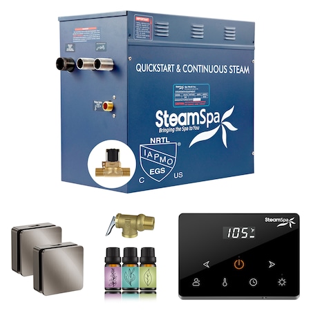 Steamspa Oasis 10.5KW Steam Generator with Continuous Steam Wireless Control and Auto-Drain in Brushed Nickel OAWS1050BN-A