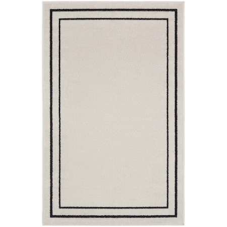 Homeroots 2' X 4' Ivory And Black Indoor Outdoor Area Rug 545968
