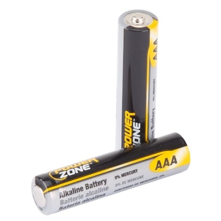 Powerzone Battery, 1.5 V Battery, AAA Battery, Zinc, Manganese Dioxide, and Potassium Hydroxide LR03-8P-DB