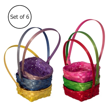 Wickerwise Set of 6 Decorative Baskets in Assorted Colors - Perfect for Easter Egg Hunts, Trick or Treat,  QI004727