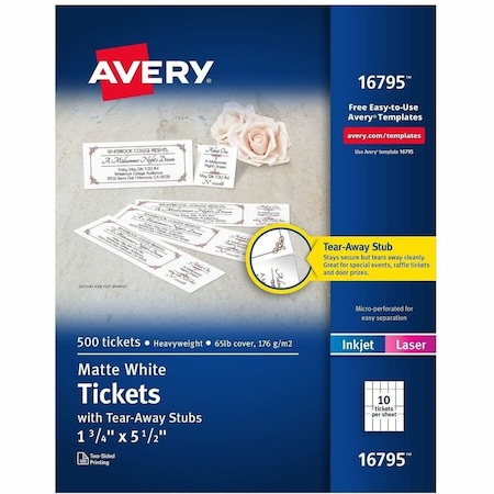 Tickets Perf 10Up Wht 500Pk