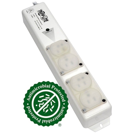 Tripp Lite Outlet Strip, Hospital Grade, 4 5-15R-HG, 5-15P-HG, 15 ft., White PS-415-HGULTRA