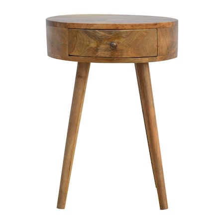 Homeroots 22" Beige Solid Wood Round One Drawer Nightstand 651492