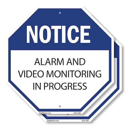 Signmission Notice Alarm and Video Monitoring i, 10 inch X 10 inch, Aluminum Metal Signs, 2PK OC-A-2PACK-10-325