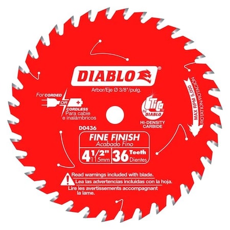 Diablo 4-1/2in. 36 Tooth Fine Finish Saw Blade D0436X