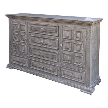 Homeroots 69" Gray Solid Wood Six Drawer Triple Dresser 524544