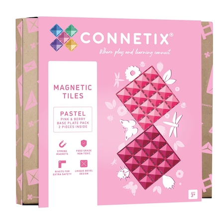 Connetix Magnetic Tiles Pastel Pink & Berry Base Plate, 2-Piece Set CT-P-PB002-BP