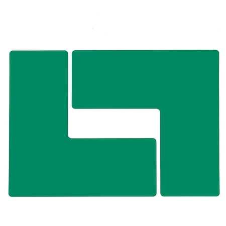 Brady ToughStripe Floor Marking Tape L-Shaped Corner Marks, Solid Color, Green, 4in x 10in, 20PK 104455