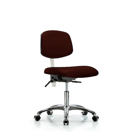 Blue Ridge Ergonomics Clean Room Chair Desk Chair, Vinyl, Chrm, Casters, Burg, CL100, No Arms, 18" to 23" Height, Vinyl BR-NCR-VDHCH-CR-T0-A0-CC-8569