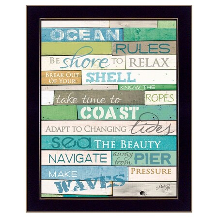 Homeroots Ocean Rules 1 Black Framed Print Wall Art 415473