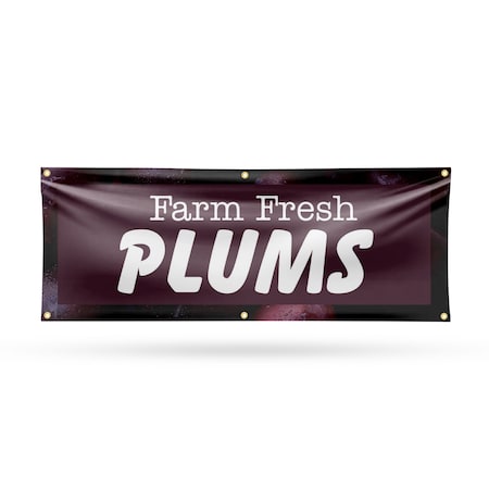 Signmission Farm Fresh Plums, 24 Inch x 72 Inch, Vinyl Banner B-72-30609