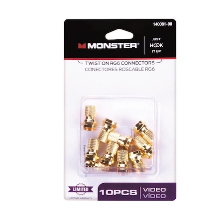 Monster Cable Just Hook It Up Twist-On RG6 Coaxial Connector, 10PK 140081-00