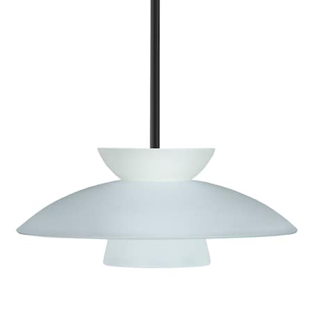 Besa Lighting Besa Trilo 15 Stem Pendant, Frost, Black Finish, 1x 9W LED 1TT-451325-LED-BK
