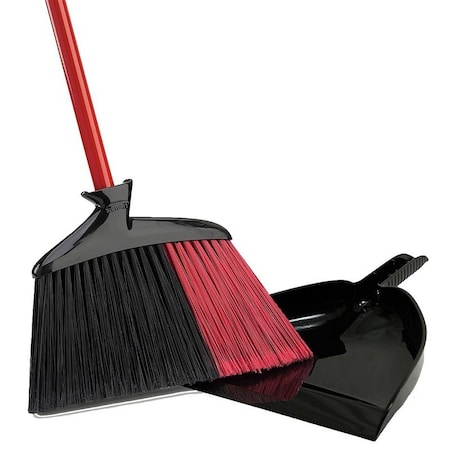 Libman Angle Broom with Dustpan, 5-1/2 in L Trim, Recycled PET Bristle 905