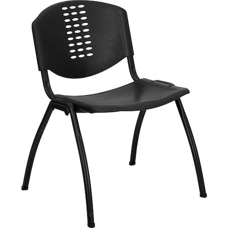 Flash Furniture Stack Chair, Plastic, Black RUT-NF01A-BK-GG