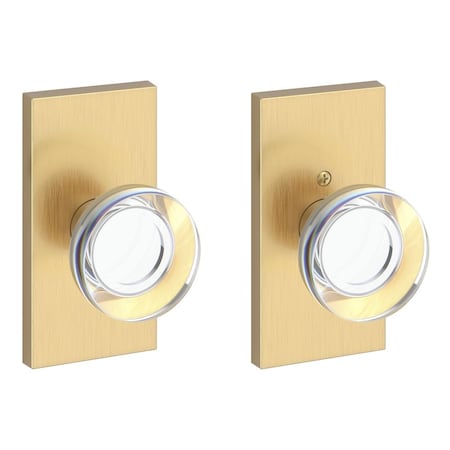 Baldwin Full Dummy Contemporary Crystal Knob and Contemporary 5in Rose Lifetime Satin Brass Finish FDCCYCFR044