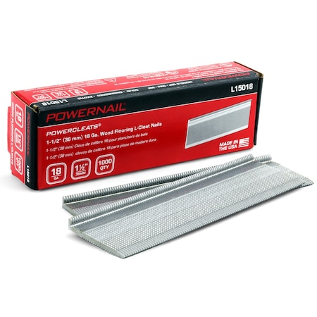 Powernail Collated Flooring Nail, 1-1/2 in L, 18, L-Head Head, 1000 PK L15018