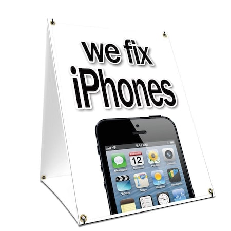 Signmission We Fix Iphones, 24 Inch x 18 Inch A-frame Yard Sign, Plastic Sign SBC-1824-We Fix Iphones
