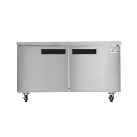 Koolmore 60 in. Two-Door Commercial Undercounter Freezer in Stainless Steel with Casters, KM-UCF-15SS KM-UCF-15SS