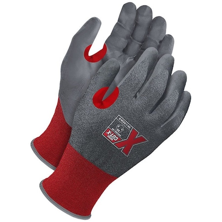 Bdg Cut-Resistant Coated Gloves, Nitrile, Sandy, Palm, 3 Abrasion Level, Gray/Red, XS 1 PR 99-1-9530-6-K