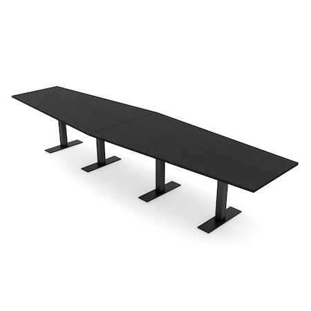 Skutchi Designs 14ft Hexagon Conference Table With Power | Harmony Series | 14 Person Meeting Room Table HAR-HEX.IR-48X168-T.BK-U999ST19-NA