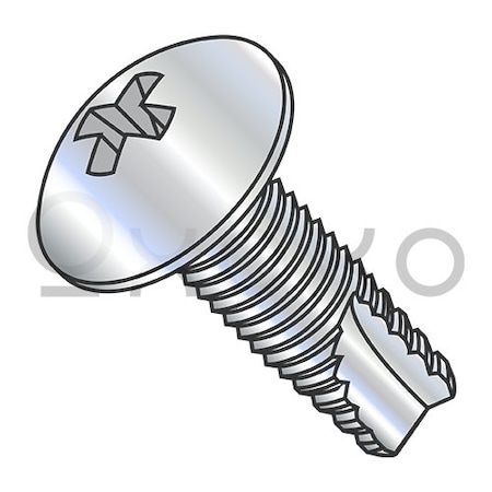 Oxoxo 10-32X1/2 Phillips Full Contour Truss Thread Cutting Screw Type 23 Fully Threaded ZincBake, 8000PK 328272