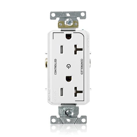 Leviton Dec Plus Rec 20A 125V TR 2Mrk-Ctrl Wht TDR20-S2W