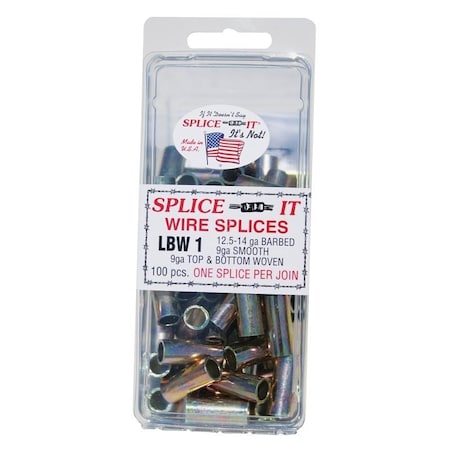 New Farm Wire Splice, Stainless Steel, For: 12.5 to 14 ga Barbed Wire, 9 ga Top and Bottom Woven Fence LBW1