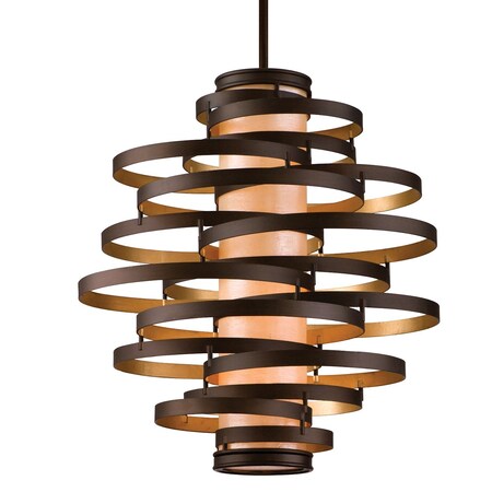 Corbett Lighting Vertigo 3 Light Chandelier 30 In. Bronze And Gold Leaf 113-44-BRL/GL
