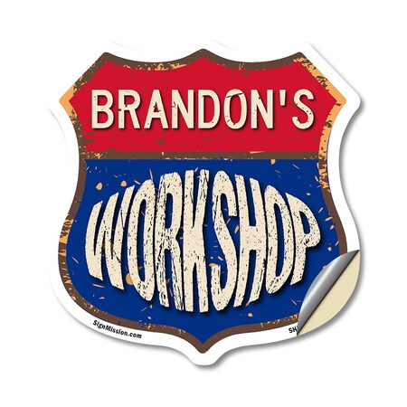 Signmission Brandon's Workshop, 18 Inch X 18 Inch, Vinyl Decal SHI-D-18-489-BRANDON