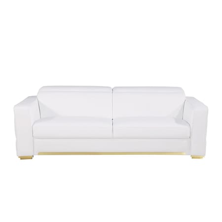 Homeroots 89" White Top Grain Leather Reclining Sofa And Storage 720404