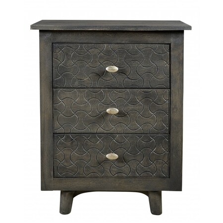 Homeroots 30" Gray Three Drawer Nightstand 488766