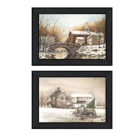 Homeroots Set Of Two Winter Reflections Black Framed Print Wall Art, 2PK 405770