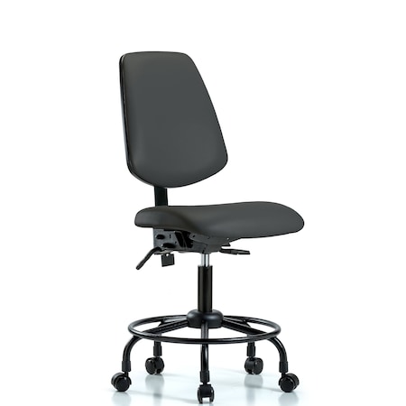 Blue Ridge Ergonomics Desk Chair No Arms, 21" to 26" Height, Vinyl, Charcoal BR-VDHCH-MB-RT-T0-A0-RC-8605