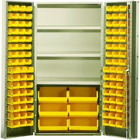 Quantum Storage Systems STORAGE BEIGE CABINET W/38 YELLOW BINS QSC-BG-36S-38YL