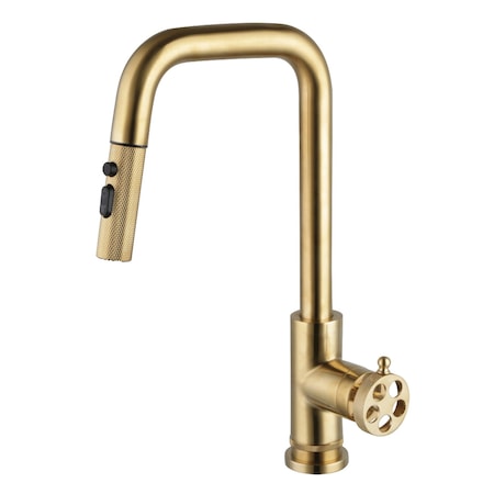 Kingston Brass Single-Handle Pull-Down Kitchen Faucet, Brushed Brass LS2733RKZ