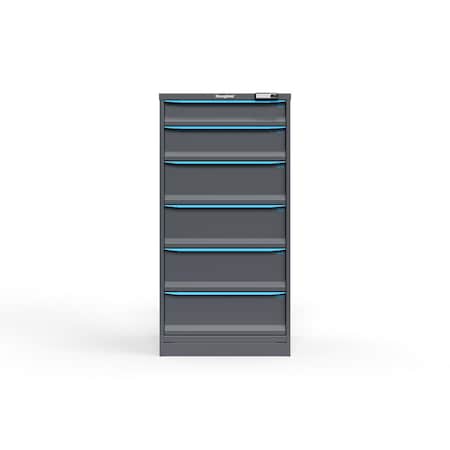 Strong Hold 6 drawer cabinet - (1x 5ft, 1x 7ft, 4x 9ft) - Blue accents - Electronic Lock S3060-PPRAS-0601FS
