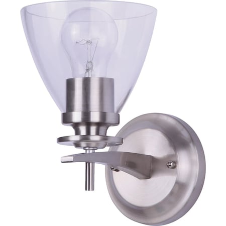 Home Impressions 1-Bulb Brushed Nickel Vanity Bath Light Fixture Clear Glass IWF256A01BN-C