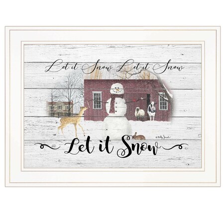 Homeroots Let It Snow 2 White Framed Print Wall Art 406702