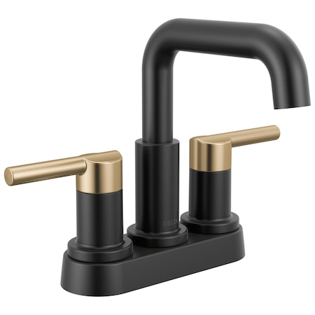 Delta Nicoli Two Handle Centerset Bathroom Faucet, 6.56 in, Matte Black / Champagne Bronze 25849LF-GZ