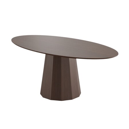 Homeroots 86" Walnut Solid Wood Double Pedestal Base Oval Dining Table 720698
