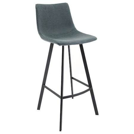 Leisuremod Elland Modern Upholstered Leather Bar Stool with Iron Legs and Footrest, Peacock Blue ES29BU