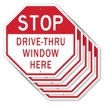 Signmission Stop Drive-thru Window Here, 10 inch X 10 inch, Aluminum Metal Signs, 5PK OC-A-5Pack-10-254