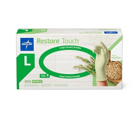 Medline Restore Touch Powder-Free Nitrile Exam Gloves with Oatmeal, Size L, 300PK OAT3003H