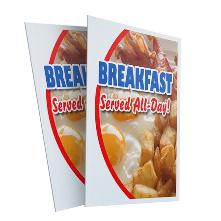 Signmission Breakfast Served All Day, Plastic Signs Only 24 Inch x 36 Inch, Corrugated Plastic, 2PK CSB-2436-2PACK-Breakfast Served All Day